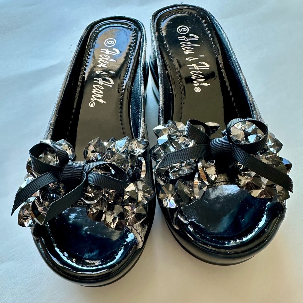 Crystal & Black Leopard Shoes Size 6